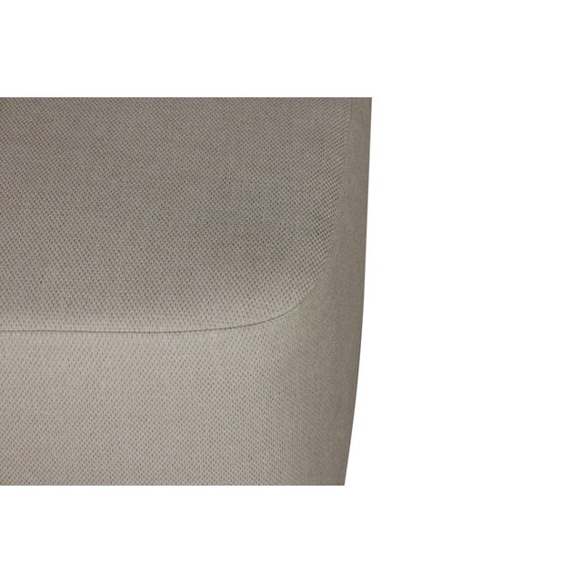 Eclipse Outdoor Solid Teak Wood Ottoman Natural Look - Gray Fabric For Sale In Chicago - Image 6 of 9