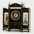 An elegant Antique French black marble and hand-painted clock garniture set, retailed by Palmer Bachelder & Co. of Boston...