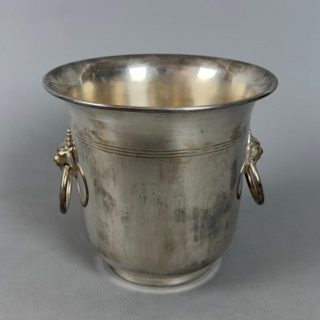 Silver-Plated Ice Bucket with Lion Head Handles For Sale - Image 12 of 12