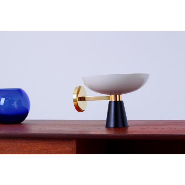 Black & White Brass Diabolo Wall Sconce from Stilnovo, 1950s For Sale - Image 13 of 18