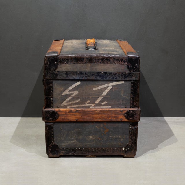 Wood 19th C. James Dooley Small Antique Travel Chest/Side Table c.1887 For Sale - Image 7 of 11