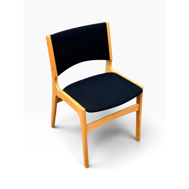 Set of Six Danish Beech Dining Chairs by Erik Buch | Dovetail Joinery & Black Upholstery For Sale - Image 6 of 14