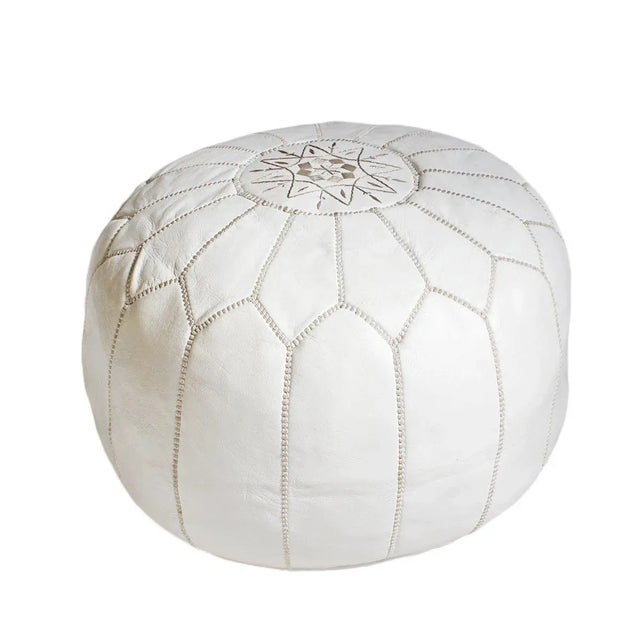 Moroccan Leather Ottoman Pouf Cover For Sale - Image 6 of 6