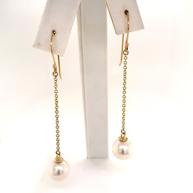 Akoya Pearl Earrings 14 Karat Yellow Gold Certified For Sale - Image 11 of 18