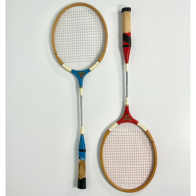 Mid-Century Modern Mid-Century Boho Chic Vintage Badminton Rackets - Set of 2. For Sale - Image 3 of 10