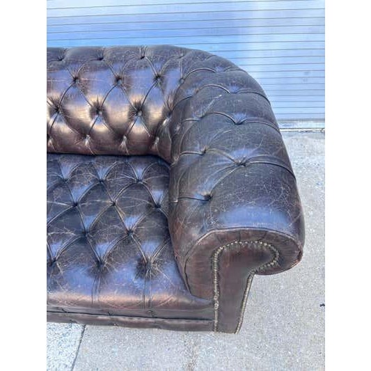 Chesterfield Leather Sofa, Vintage Upholstery, Patina Finish, 1985 For Sale - Image 12 of 17