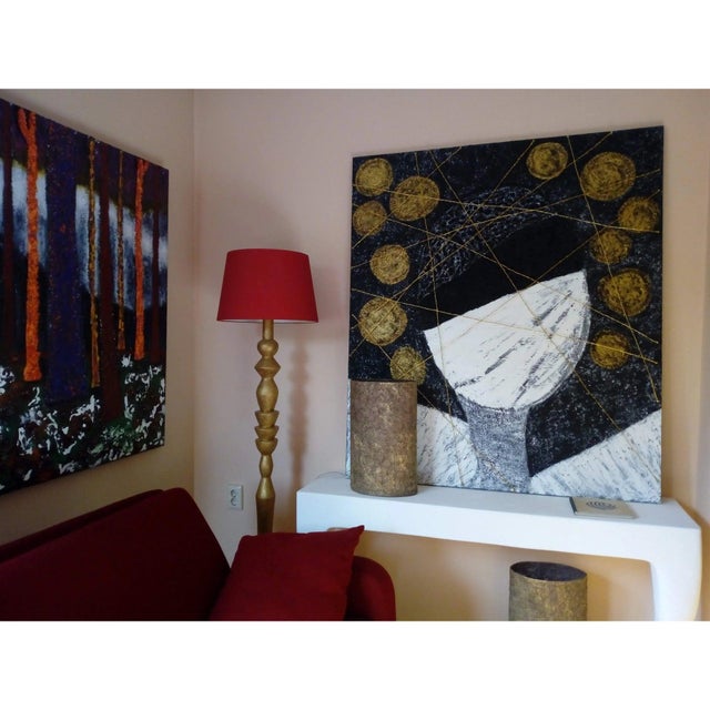 'The Power of the Money' Oversized Contemporary Abstract Black, White and Gold Mixed-Media Painting by Diane Grant For Sale - Image 6 of 10
