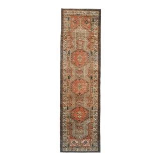 1970s Vintage Turkish Oushak Handmade Wool Cotton Orange Runner Rug For Sale