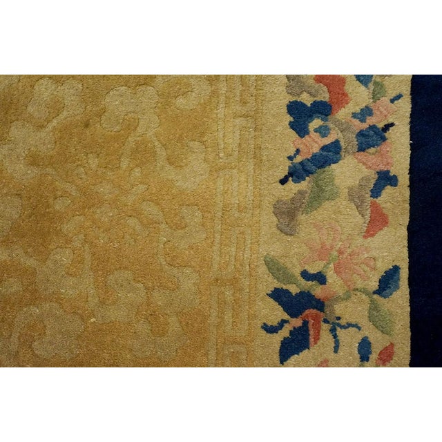 1920s Beige Oval Koi Fish and Bat Chinese Peking Carpet 5 2" X 7'10" Knotted Wool Rug For Sale - Image 10 of 11