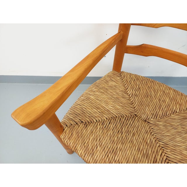 Vintage Armchair in Beech Wood and Straw, 1960s For Sale - Image 9 of 11