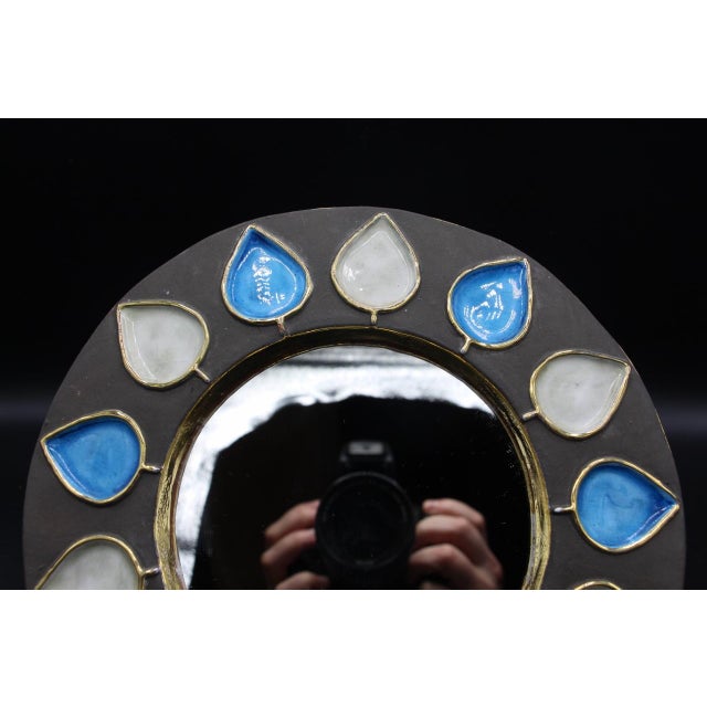 Ceramic Mirror with Spike Pattern, 1960s For Sale - Image 7 of 8