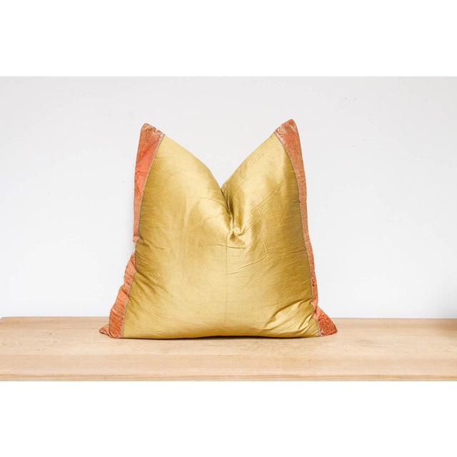 Indian Satoimo Gold Festive Silk Euro Pillow Cover For Sale - Image 3 of 8