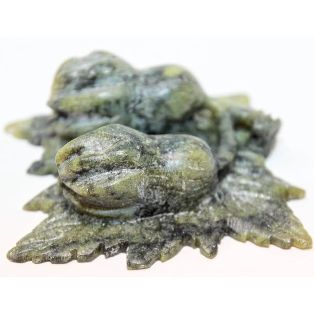 Chinese Vintage Chinese Jade Hand Carved Stone Amulet With Acanthus Flowers and Leaves For Sale - Image 3 of 13