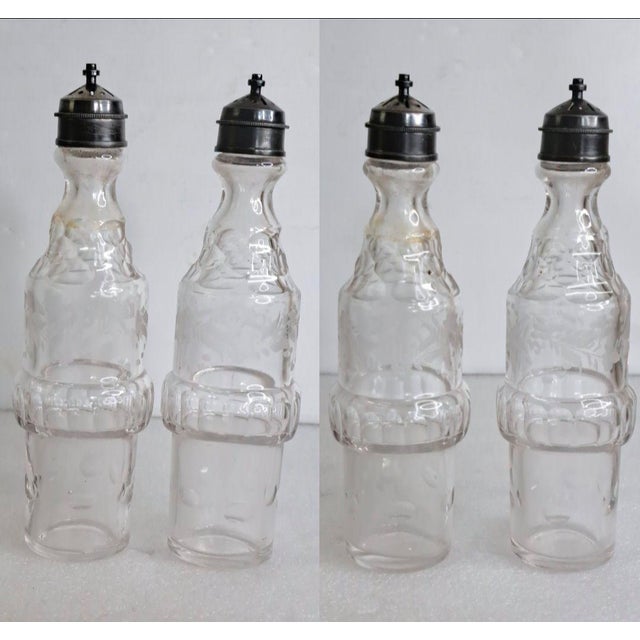 Metal 1870s Bancroft, Redfield & Rice Silverplate Cruet Castor Set 6 Etched Bottles For Sale - Image 7 of 12