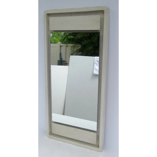 Vintage C.1970's Mid-Century Modern Founder's Furniture Co. Floating Oak Mirror With Rounded Radius Corners For Sale In West Palm - Image 6 of 13