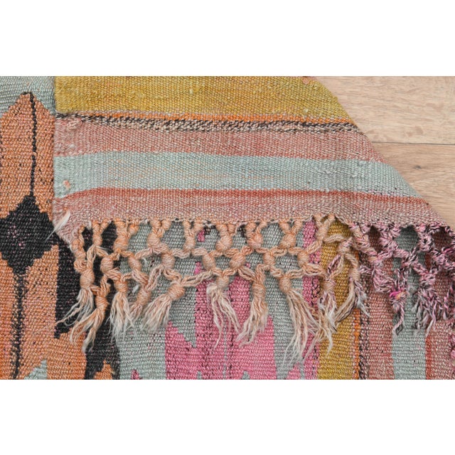 Colorful Geometric Pattern Woven Kilim Runner Rug For Sale - Image 10 of 11