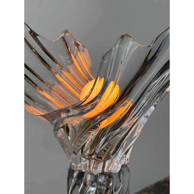 Glass Vintage Art Vannes French Blown Crystal Table Lamp, Circa 1970s For Sale - Image 7 of 12