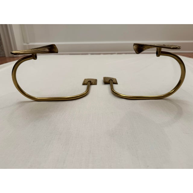 Mid 20th Century Pair of Vintage Hollywood Regency Solid Brass Curtain Tiebacks For Sale - Image 5 of 9