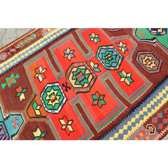 Textile Vintage Turkish Anatolian Kilim Rug - 58"x126" For Sale - Image 7 of 12