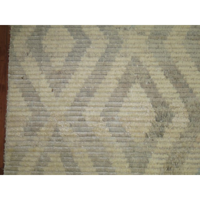 Modern Zabihi Collection Turkish Tulu White Blue Gray Carpet - 8'3" x 8'3" For Sale - Image 4 of 9
