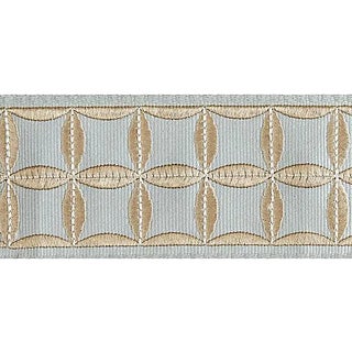 Sample, Scalamandre Fiori Embroidered Tape, Aquamarine For Sale