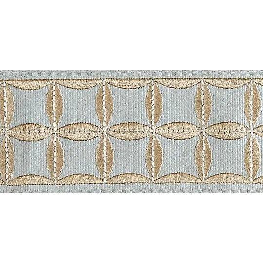 Sample, Scalamandre Fiori Embroidered Tape, Aquamarine For Sale