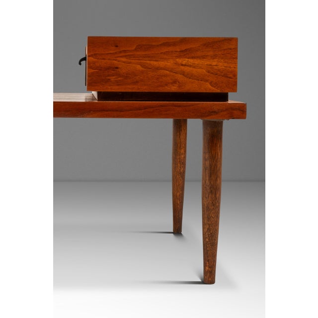 Set of Two (2) Mid-Century Modern "Step" End Tables in Walnut W/ Storage Drawers by American of Martinsville, Usa, C. 1960s For Sale - Image 12 of 18