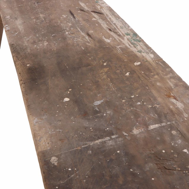 Early 20th Century Primitive Workbench Table, Solid Wood – 113.5″ For Sale In Philadelphia - Image 6 of 7