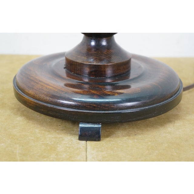 Antique Turned Mahogany Candlestick Trophy Column Table Lamp 28" For Sale - Image 6 of 12