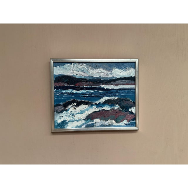 Original Vintage Swedish Oil on Canvas – “Coastal Landscape” by Allan Horsak (1937–2004) – Signed & Dated 1969 – Vintage &...