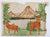 1940's watercolor on paper outsider folk art landscape painting with elk by Clarence Floyd Shade (1902-1976) Polson,...