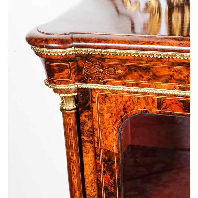 Victorian Burr Walnut Sevres Plaque Credenza with Mirror Back, 19th Century For Sale - Image 13 of 18