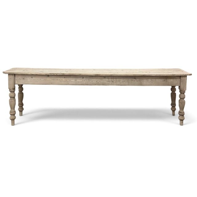 19th Century Stripped English Pine Dining Table For Sale - Image 4 of 18