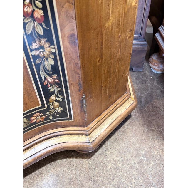Vintage Italian Hand-Painted Floral Console Cabinet With Serpentine Front For Sale - Image 9 of 10