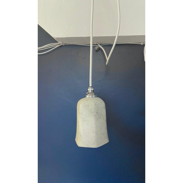 Glass White and Marbled Grey Pendant Lamp, 1920s For Sale - Image 7 of 9