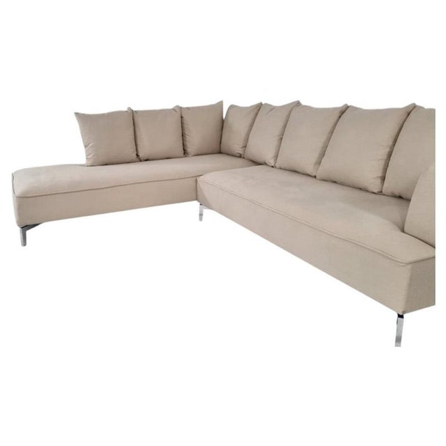 Annaba L-Shaped Sofa in Sumptuous Cream Cotton Fabric from Ligne Roset For Sale - Image 3 of 7