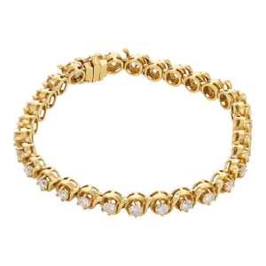 Vintage 3.50 Carat Diamond 18k Yellow Gold Tennis Bracelet