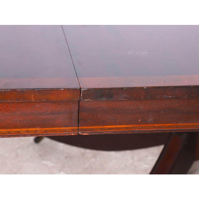 Early 19th Century English Regency Style 19th Century Mahogany and Fruitwood Inlaid Pedestal Table For Sale - Image 5 of 9