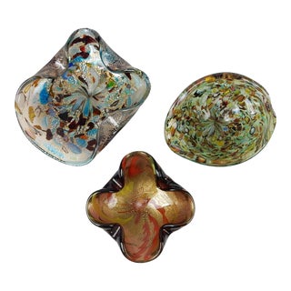 Mid-Century Murano Italy Art Glass Bowl Lot - Set of 3 For Sale