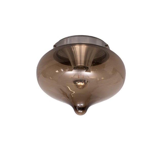 Very nice tear drop flush mount . In a Grey smoked color . By Dijkstra Holland 1970s I have official proof of authenticity...