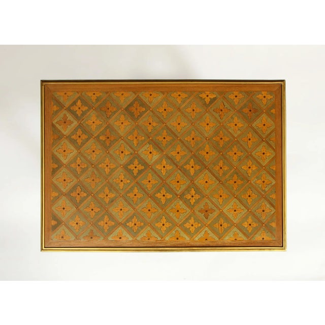 Wood Exceptional Pair of French Ormolu-Mounted Parquetry and Marquetry Side Tables For Sale - Image 7 of 17