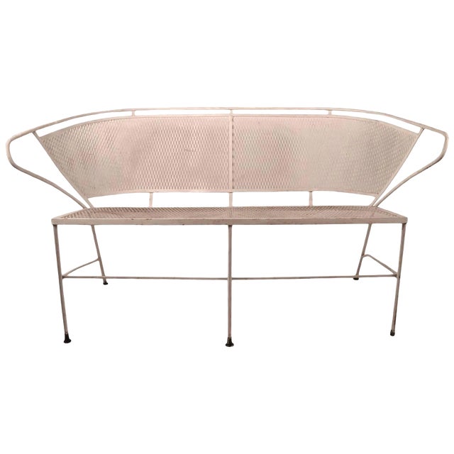 Metal Mesh Settee Attributed to Woodard For Sale