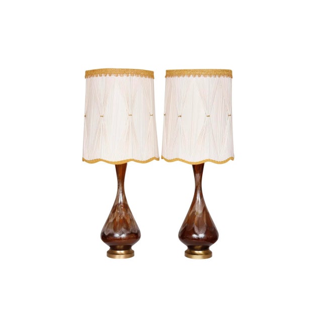 Brown Drip Glaze Ceramic Table Lamps - a Pair For Sale - Image 11 of 11
