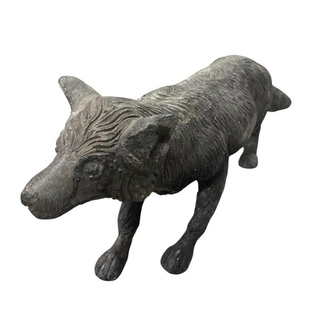 This is a charming and substantial vintage garden ornament depicting a fox in a low, prowling stance. Cast in solid lead,...