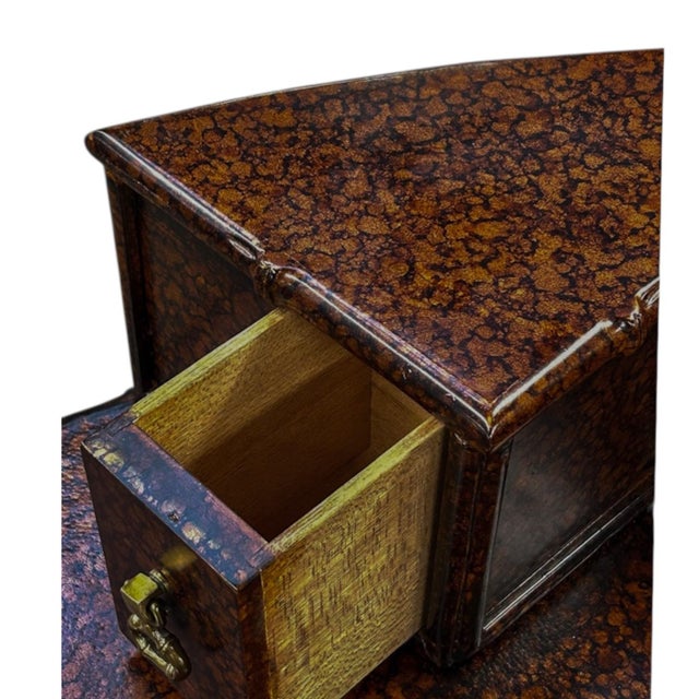 Traditional 1990s Regency Style Faux Bamboo & Tortoise Lacquer Carlton House Rattan Desk or Vanity For Sale - Image 3 of 8