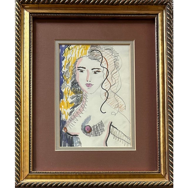 Abstract Vintage 1970’s Abstract Mixed Media Drawing ~ Torso of a Nude Woman For Sale - Image 3 of 6