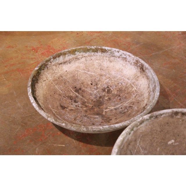 Pair of Mid-Century Swiss Willy Guhl Eternit Concrete Saucer Planters For Sale - Image 4 of 8