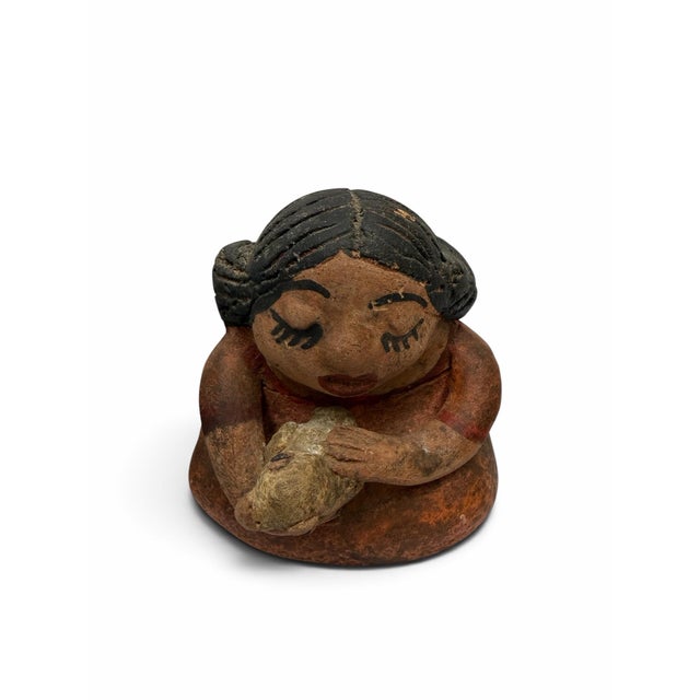 Late 20th Century Vintage Mexican Folk Art "Las Gorditas" Terracotta Clay Figures - Set of 5 (5" Tall) For Sale - Image 5 of 9