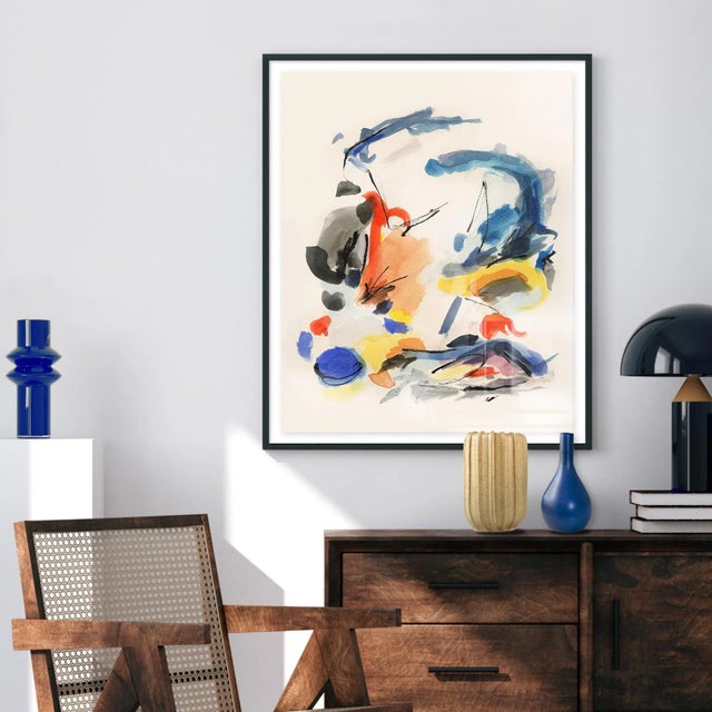 Mid-Century Modern Colorful Print With Primary Colors - Unframed Giclée on Watercolor Paper - 24" X 30" For Sale - Image 4 of 5