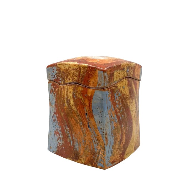 Ceramic 1960s Mid-Century Orange Earthenware Box For Sale - Image 7 of 12